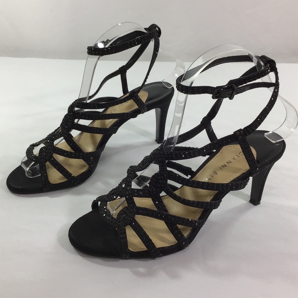 Gianni Bini Black Beaded Ankle Strap Sandals